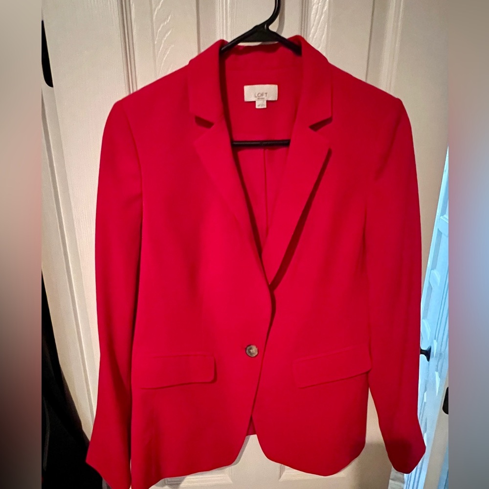 LOFT Women's Red Single-Button Blazer
